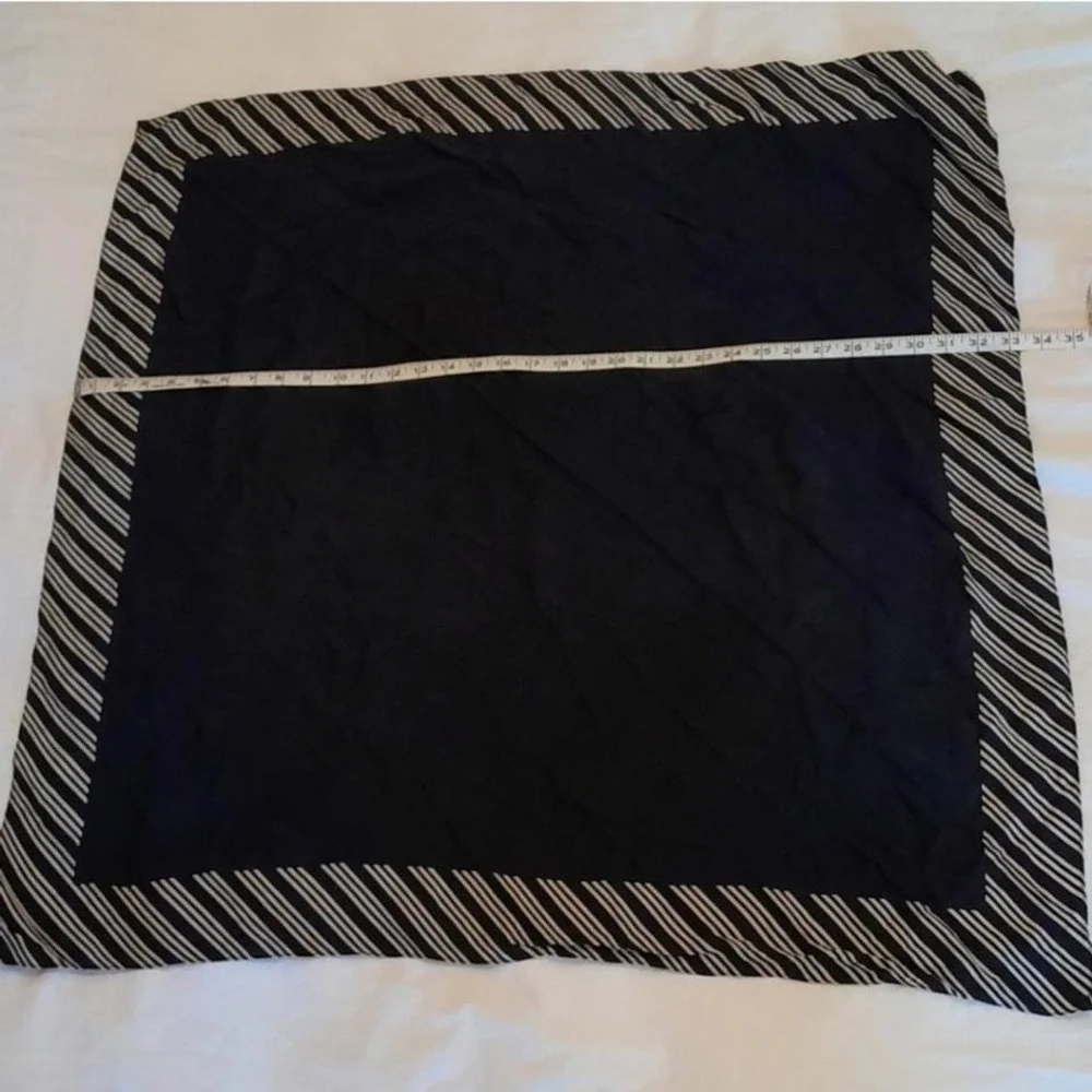 Classic Navy and Beige Stripe Silk Scarf Square Neck Scarf Accessory